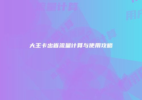 大王卡出省流量计算与使用攻略