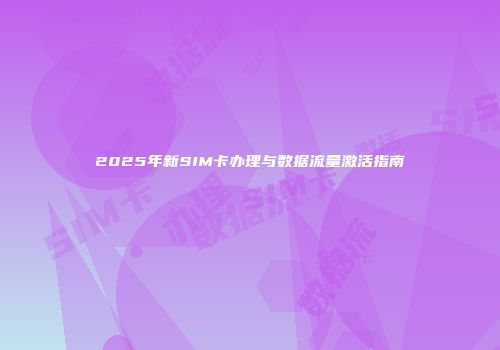 2025年新SIM卡办理与数据流量激活指南