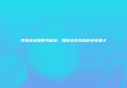 网易免流量服务解析：如何选择合适的免流量卡