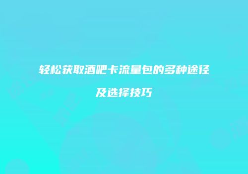 轻松获取酒吧卡流量包的多种途径及选择技巧