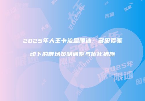 2025年大王卡流量限速：多因素驱动下的市场策略调整与优化措施