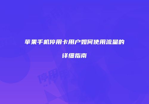 苹果手机停用卡用户如何使用流量的详细指南