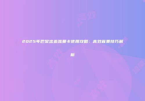 2025年巴黎出差流量卡使用攻略：高效省费技巧解析