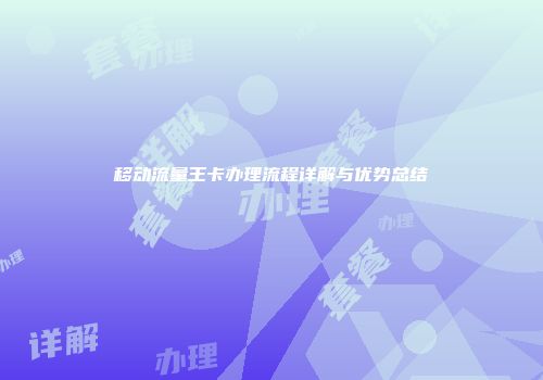 移动流量王卡办理流程详解与优势总结