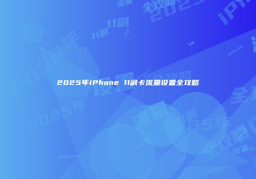 2025年iPhone 11副卡流量设置全攻略