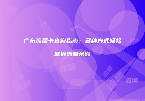 广东流量卡查询指南：多种方式轻松掌握流量余额