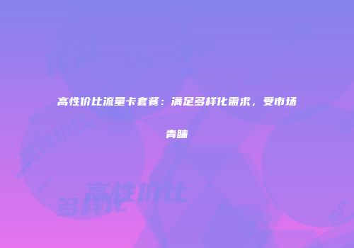 高性价比流量卡套餐：满足多样化需求，受市场青睐