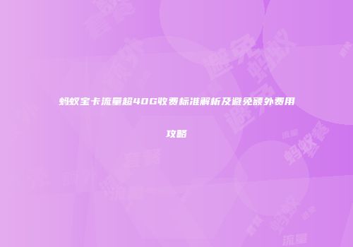 蚂蚁宝卡流量超40G收费标准解析及避免额外费用攻略