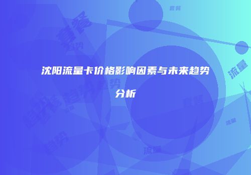 沈阳流量卡价格影响因素与未来趋势分析