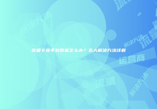 流量卡查不到数据怎么办？五大解决方法详解