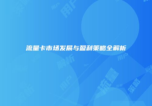 流量卡市场发展与盈利策略全解析