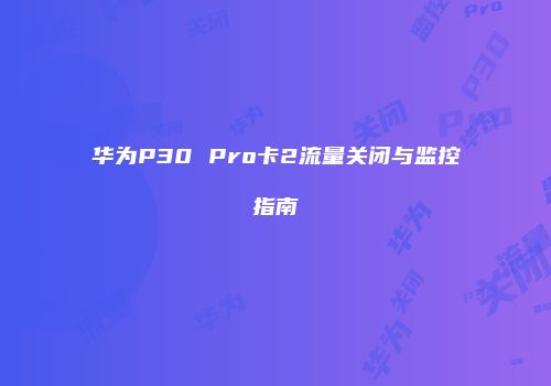 华为P30 Pro卡2流量关闭与监控指南