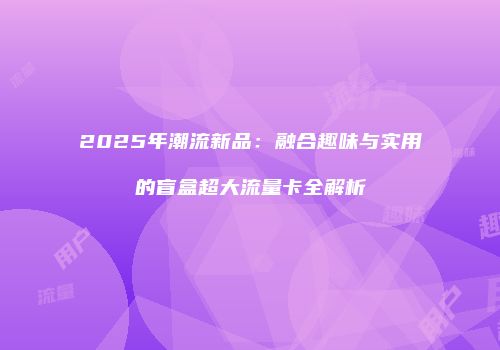 2025年潮流新品：融合趣味与实用的盲盒超大流量卡全解析