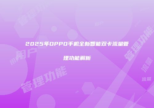 2025年OPPO手机全新智能双卡流量管理功能解析