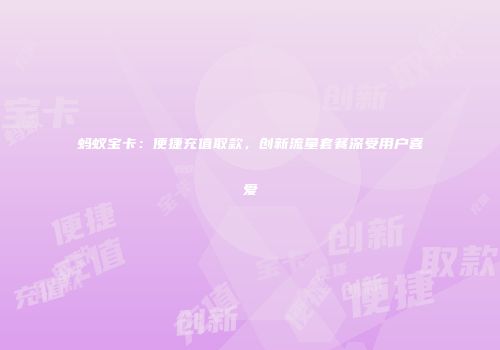 蚂蚁宝卡：便捷充值取款，创新流量套餐深受用户喜爱