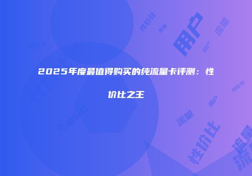2025年度最值得购买的纯流量卡评测：性价比之王