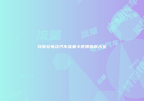 特斯拉电动汽车流量卡使用指南大全