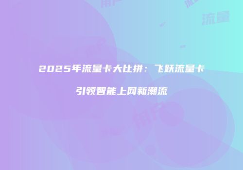 2025年流量卡大比拼：飞跃流量卡引领智能上网新潮流