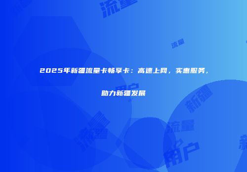 2025年新疆流量卡畅享卡：高速上网，实惠服务，助力新疆发展