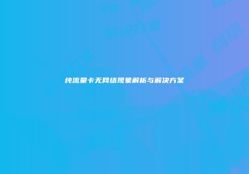 纯流量卡无网络现象解析与解决方案