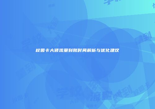 校园卡大额流量到账时间解析与优化建议