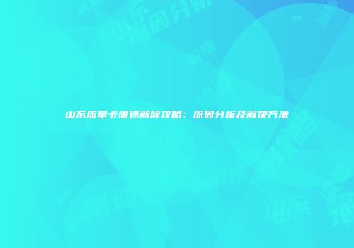 山东流量卡限速解除攻略：原因分析及解决方法