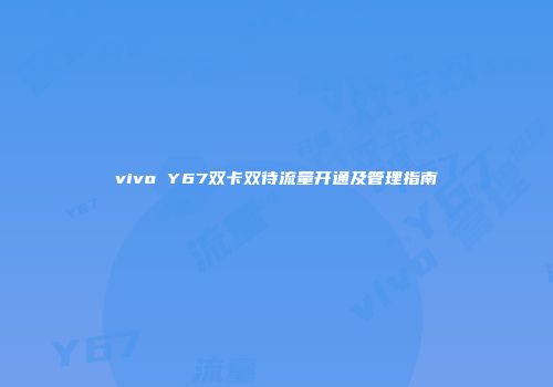 vivo Y67双卡双待流量开通及管理指南