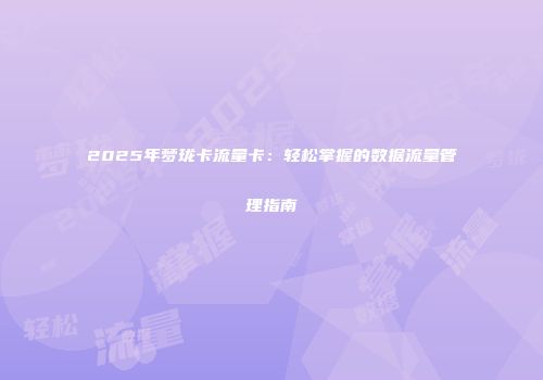 2025年梦珑卡流量卡：轻松掌握的数据流量管理指南