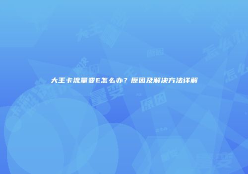 大王卡流量变E怎么办？原因及解决方法详解