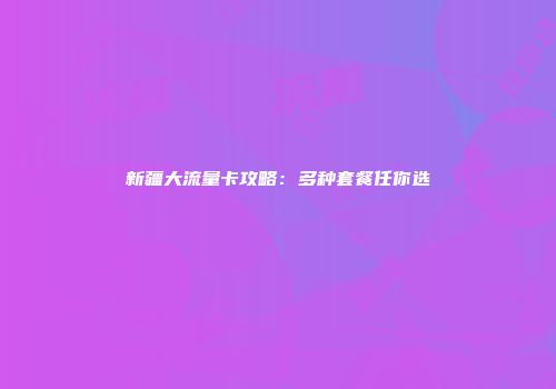 新疆大流量卡攻略：多种套餐任你选