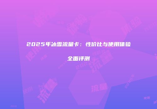 2025年冰雪流量卡：性价比与使用体验全面评测
