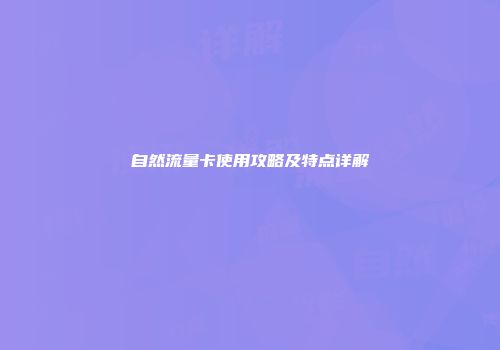 自然流量卡使用攻略及特点详解