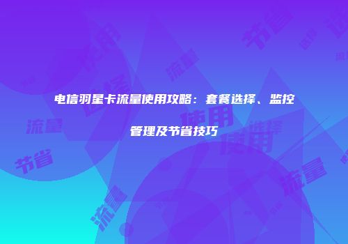 电信羽星卡流量使用攻略：套餐选择、监控管理及节省技巧