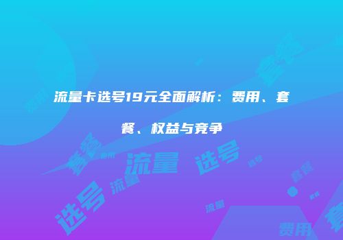 流量卡选号19元全面解析：费用、套餐、权益与竞争