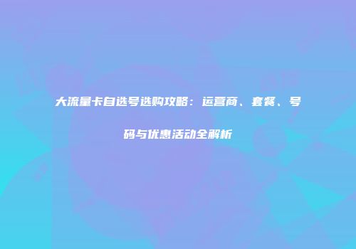大流量卡自选号选购攻略：运营商、套餐、号码与优惠活动全解析