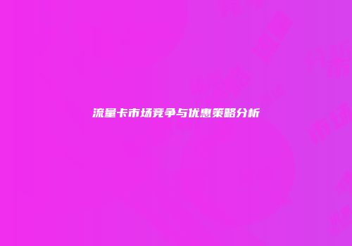 流量卡市场竞争与优惠策略分析