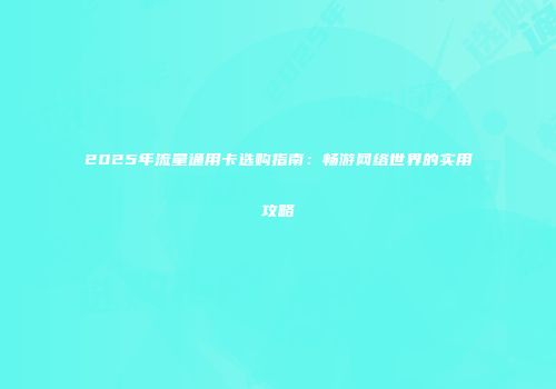 2025年流量通用卡选购指南：畅游网络世界的实用攻略