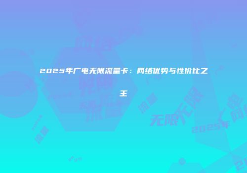 2025年广电无限流量卡：网络优势与性价比之王