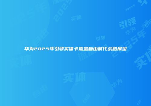 华为2025年引领实体卡流量自由时代战略展望