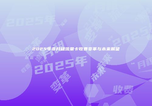 2025年非月租流量卡收费变革与未来展望
