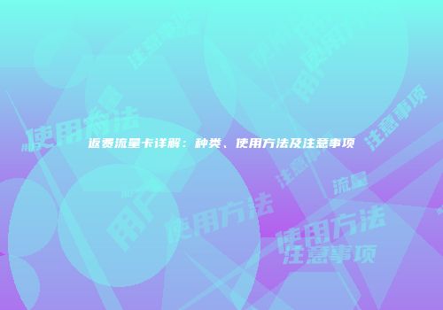 返费流量卡详解：种类、使用方法及注意事项
