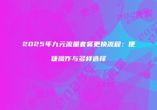 2025年九元流量套餐更换流程：便捷操作与多样选择