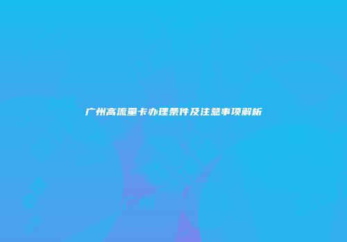 广州高流量卡办理条件及注意事项解析