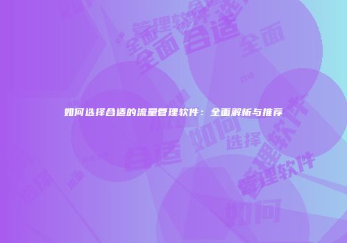 如何选择合适的流量管理软件：全面解析与推荐