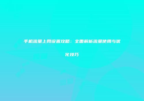 手机流量上网设置攻略：全面解析流量使用与优化技巧