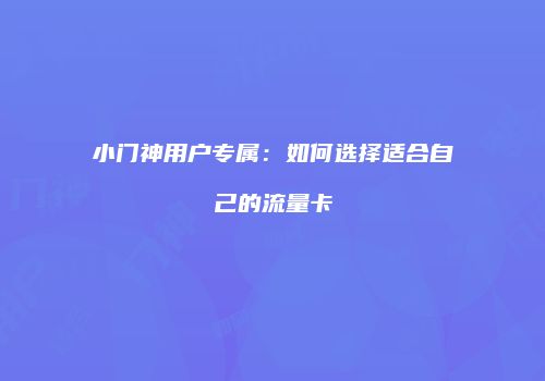 小门神用户专属：如何选择适合自己的流量卡