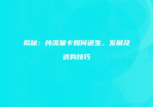 揭秘：纯流量卡如何诞生、发展及选购技巧