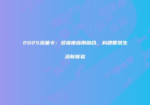 2025流量卡：多维度应用融合，构建智慧生活新体验