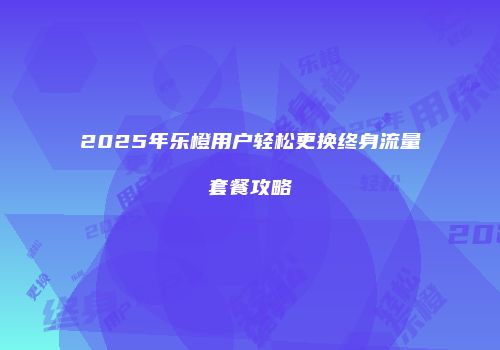 2025年乐橙用户轻松更换终身流量套餐攻略