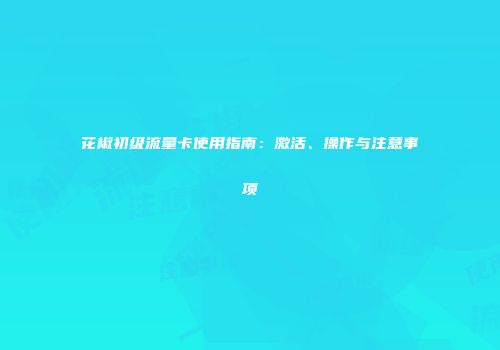 花椒初级流量卡使用指南：激活、操作与注意事项